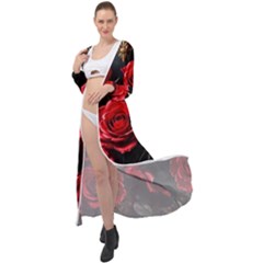 Red Roses Maxi Chiffon Beach Wrap