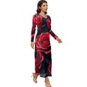 Red Roses Long Sleeve Longline Maxi Dress View3