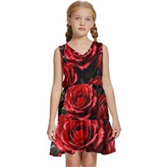 Red Roses Kids  Sleeveless Tiered Mini Dress