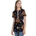 Seamless Pattern Repeat Repetition Women s Zip Front V-Neck Short Sleeve Casual Top Pocket Shirt View2