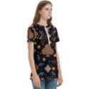 Seamless Pattern Repeat Repetition Women s Zip Front V-Neck Short Sleeve Casual Top Pocket Shirt View3