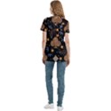 Seamless Pattern Repeat Repetition Women s Zip Front V-Neck Short Sleeve Casual Top Pocket Shirt View4