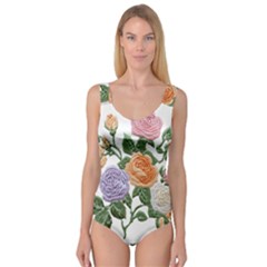 Embroidery Roses Floral Design Princess Tank Leotard 