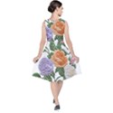 Embroidery Roses Floral Design V-Neck Midi Sleeveless Dress  View2