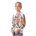 Embroidery Roses Floral Design Kids  Long Sleeve T-Shirt with Frill  View2