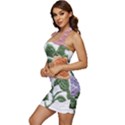 Embroidery Roses Floral Design Sleeveless Wide Square Neckline Ruched Bodycon Dress View2