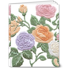 Embroidery Roses Floral Design 7  X 9  Hardcover Notebook