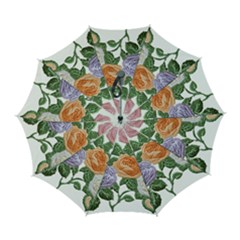Embroidery Roses Floral Design Automatic Folding Umbrella With Case (large)