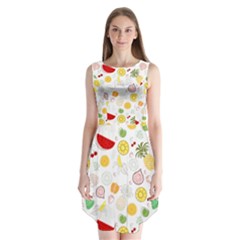 Pattern Seamless Texture Fruit Sleeveless Chiffon Dress  
