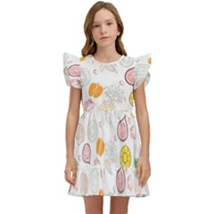 Pattern Seamless Texture Fruit Kids  Winged Sleeve Dress