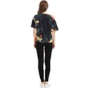 Korean Art Flowers Asian Pattern One Shoulder Cut Out T-Shirt View2