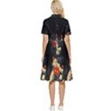 Korean Art Flowers Asian Pattern Button Top Knee Length Dress View2