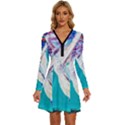 seascape Long Sleeve Deep V Mini Dress  View1