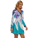 seascape Long Sleeve Deep V Mini Dress  View3