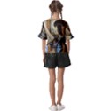 Erte figurine and a clock Kids  V-Neck Horn Sleeve Blouse View2