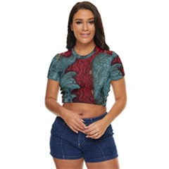Cranes Side Button Cropped T-shirt