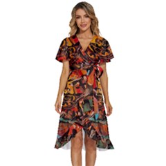 Image Women s Kimono Wrap Satin Dress