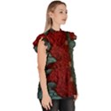 birds Ruffle Collar Short Sleeve Chiffon Top View3