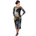 clock and lady Quarter Sleeve Midi Velour Bodycon Dress View2