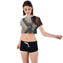 clock and lady Tie Back Short Sleeve Crop T-Shirt View1