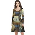 clock and lady Long Sleeve V-neck skater dress with Pockets View1
