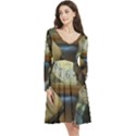 clock and lady Long Sleeve V-neck skater dress with Pockets View3