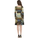 clock and lady Long Sleeve V-neck skater dress with Pockets View4