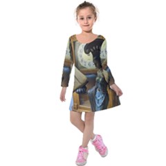 Lady Kids  Long Sleeve Velvet Dress