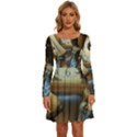 lady Long Sleeve Wide Neck Velvet Dress View1