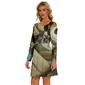 lady Long Sleeve Wide Neck Velvet Dress View2
