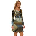 lady Long Sleeve Wide Neck Velvet Dress View3