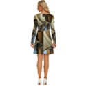 lady Long Sleeve Wide Neck Velvet Dress View4