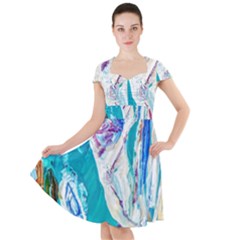 Sailing Boat Cap Sleeve Midi Dress
