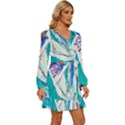 sailing boat Long Sleeve Waist Tie Ruffle Velvet Dress View3