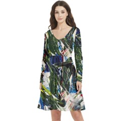 Snow In A City-1-1 Long Sleeve V-neck Skater Dress With Pockets