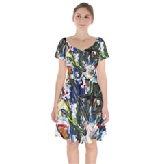 Snow In A City-1-1 Short Sleeve Bardot Dress
