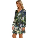 Snow In A City-1-1 Long Sleeve Waist Tie Ruffle Velvet Dress View2