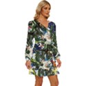 Snow In A City-1-1 Long Sleeve Waist Tie Ruffle Velvet Dress View3