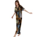 lady Short Sleeve Long Pants Satin Pajamas Set View2