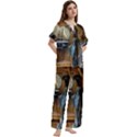 lady Short Sleeve Long Pants Satin Pajamas Set View3