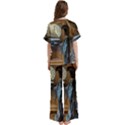 lady Short Sleeve Long Pants Satin Pajamas Set View4