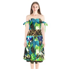 Avocado Shoulder Tie Bardot Midi Dress