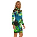 avocado Long Sleeve Shirt Collar Bodycon Dress View3