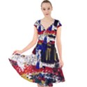 abstract-1 Cap Sleeve Front Wrap Midi Dress View1