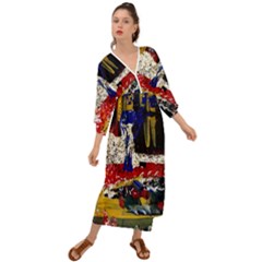 Abstract-1 Grecian Style  Maxi Dress