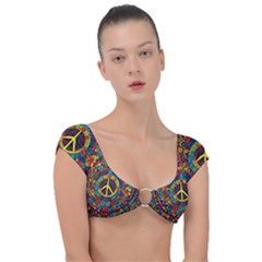 Peace Abstract Pattern Creative Drawing Cap Sleeve Ring Bikini Top