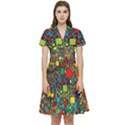 Shapes Pattern Short Sleeve Waist Detail Dress View1