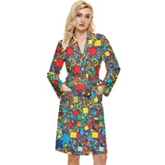 Shapes Pattern Long Sleeve Velvet Robe