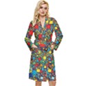 Shapes Pattern Long Sleeve Velvet Robe View1