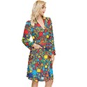 Shapes Pattern Long Sleeve Velvet Robe View3